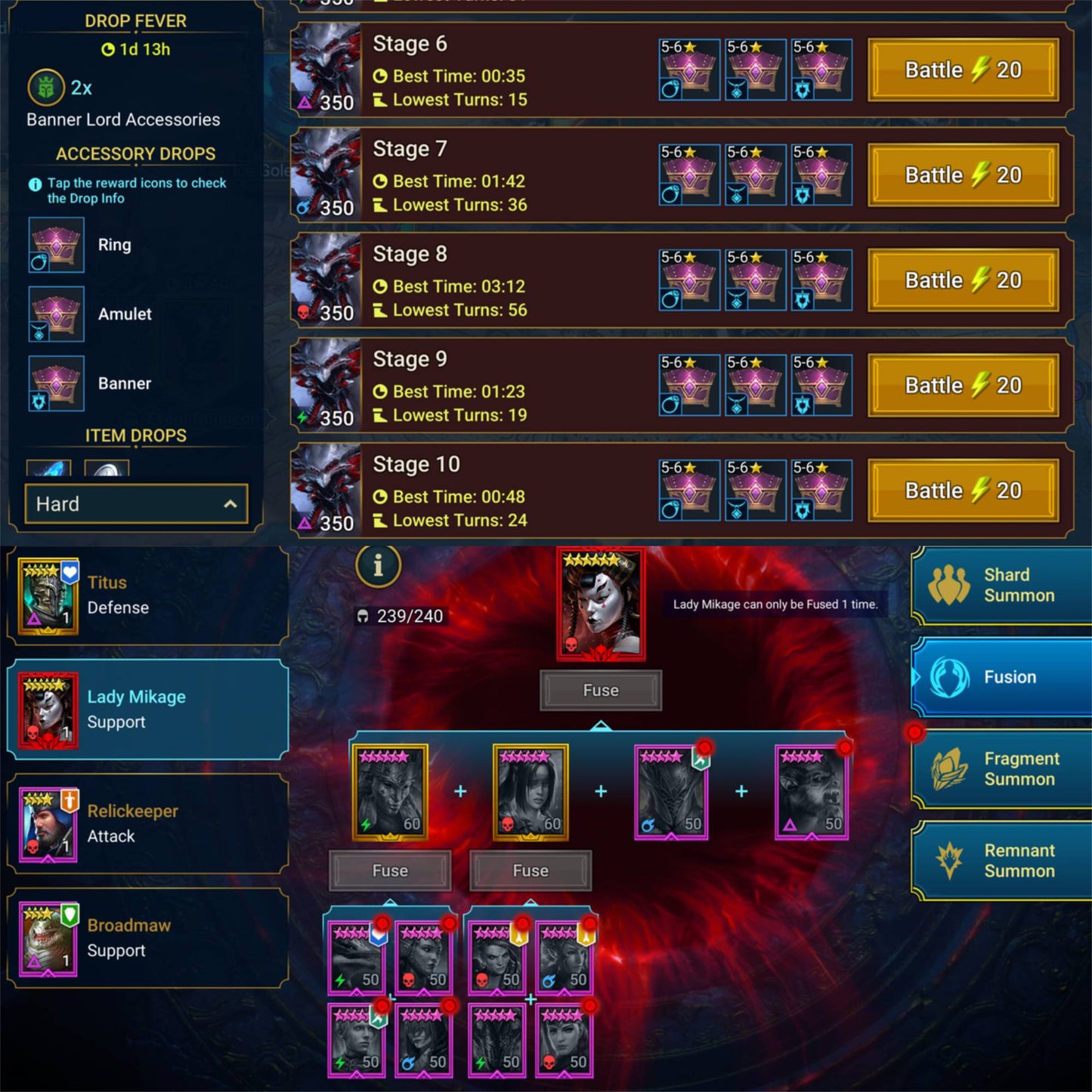 Mid-Game!2 Mythic 68 Legend!Krixia,Gharol,Narses,Valkanen,Archer,Warlord,2xHarima,Rotos!High resources!Shards+Soulstones!70K Energy!3K Gems!Changeable Mail!
