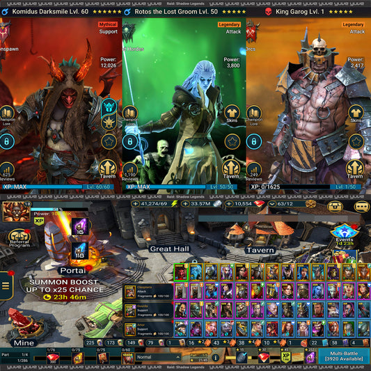 1Mythical|15Legendary|Komidus|Rotos|KingGarog|41K-Energy|3.9-KMulti-Battle|10K-Gems